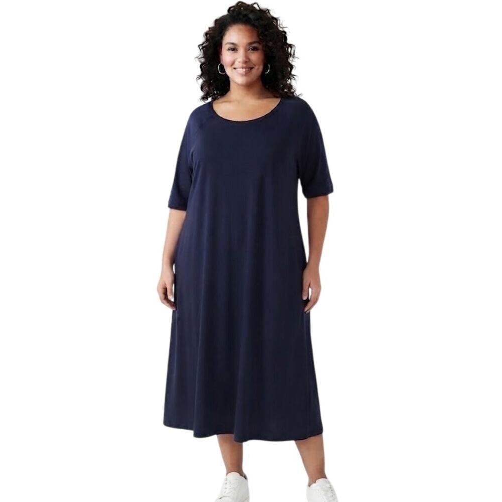 PREMISE Navy Blue Midi Dress Business Casual Plus Size 2X
